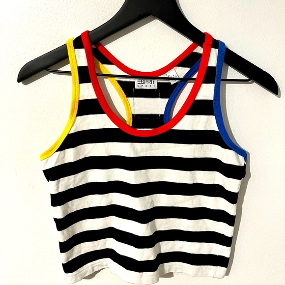 Esprit Tops - Espirit Sport | Women’s Cropped Tank Top | Medium | Black , Yellow , Red , Blue